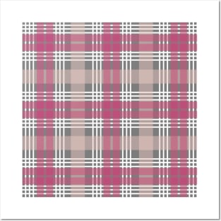 Pink, White and Grey Scottish Tartan Style Design Posters and Art